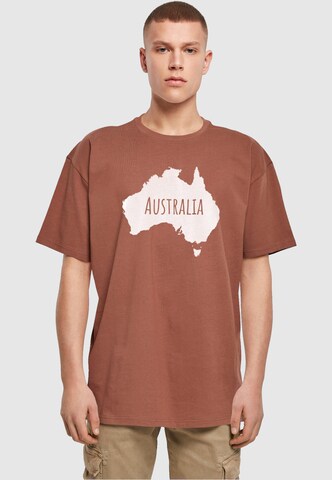 Merchcode T-Shirt 'Australia X' in Braun: Vorderseite