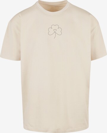 Merchcode T-Shirt 'Spring - Leaf Clover Flower' in Beige: predná strana