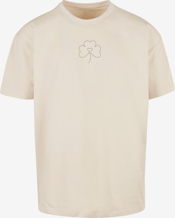 Merchcode Shirt 'Spring - Leaf Clover Flower' in Beige: voorkant