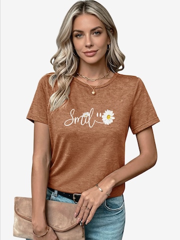 GORHEY Shirt 'Women's Summer Short-Sleeve Shirt with Daisys Tees' in Braun: Vorderseite
