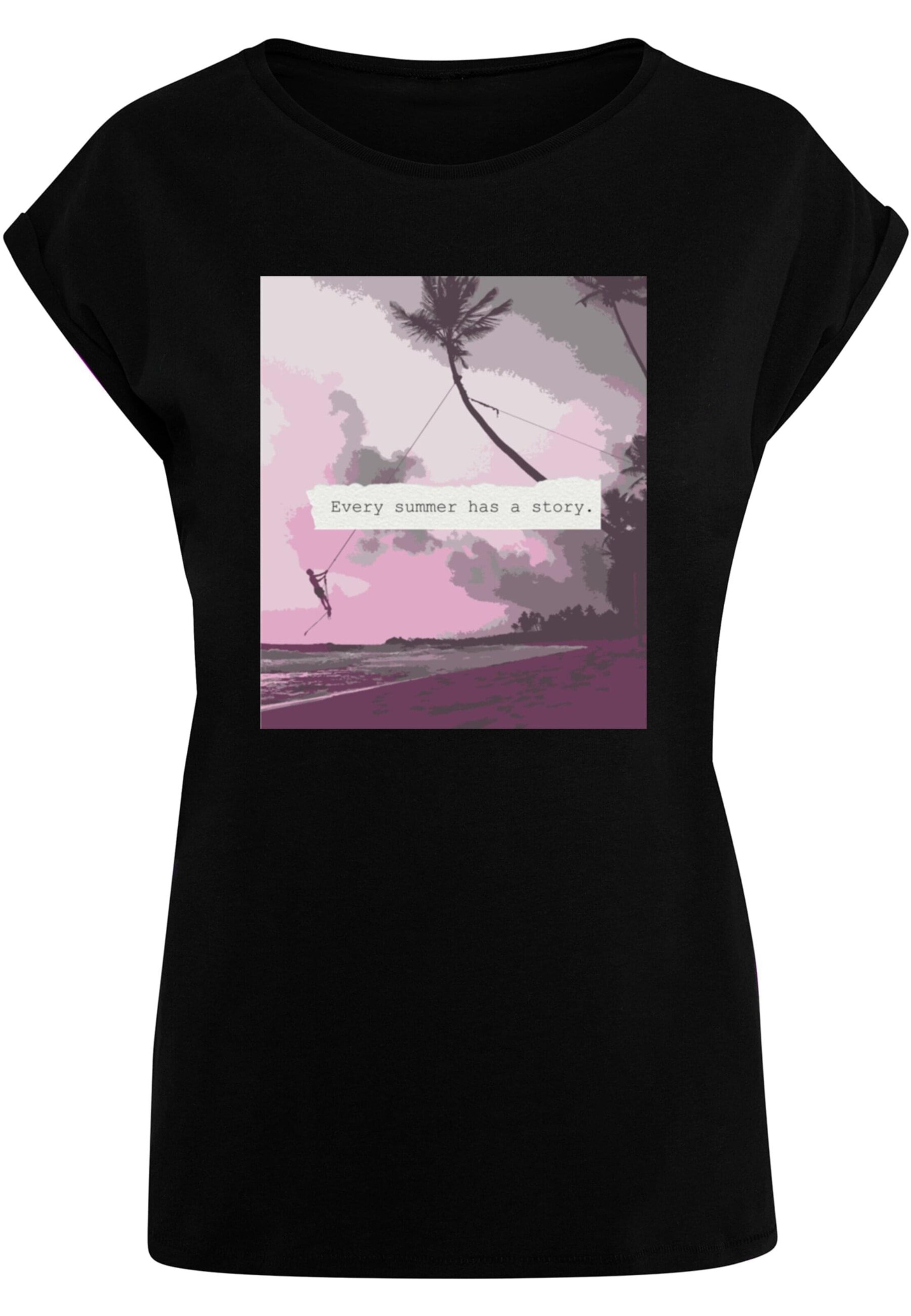 Merchcode T-Shirt 'Summer - Every Summer Has A Story' in Schwarz: Vorderseite