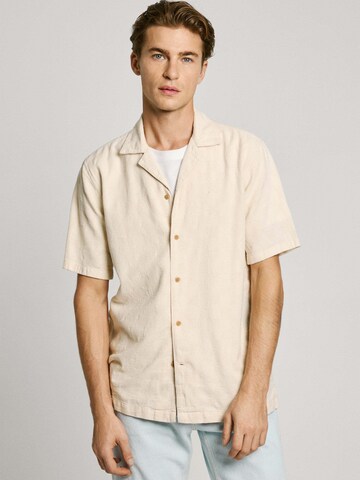 Pepe Jeans Regular fit Button Up Shirt 'Ansel' in Beige: front