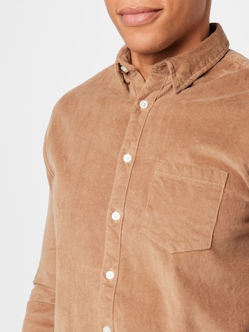 Kronstadt Regular fit Button Up Shirt 'Johan' in Brown