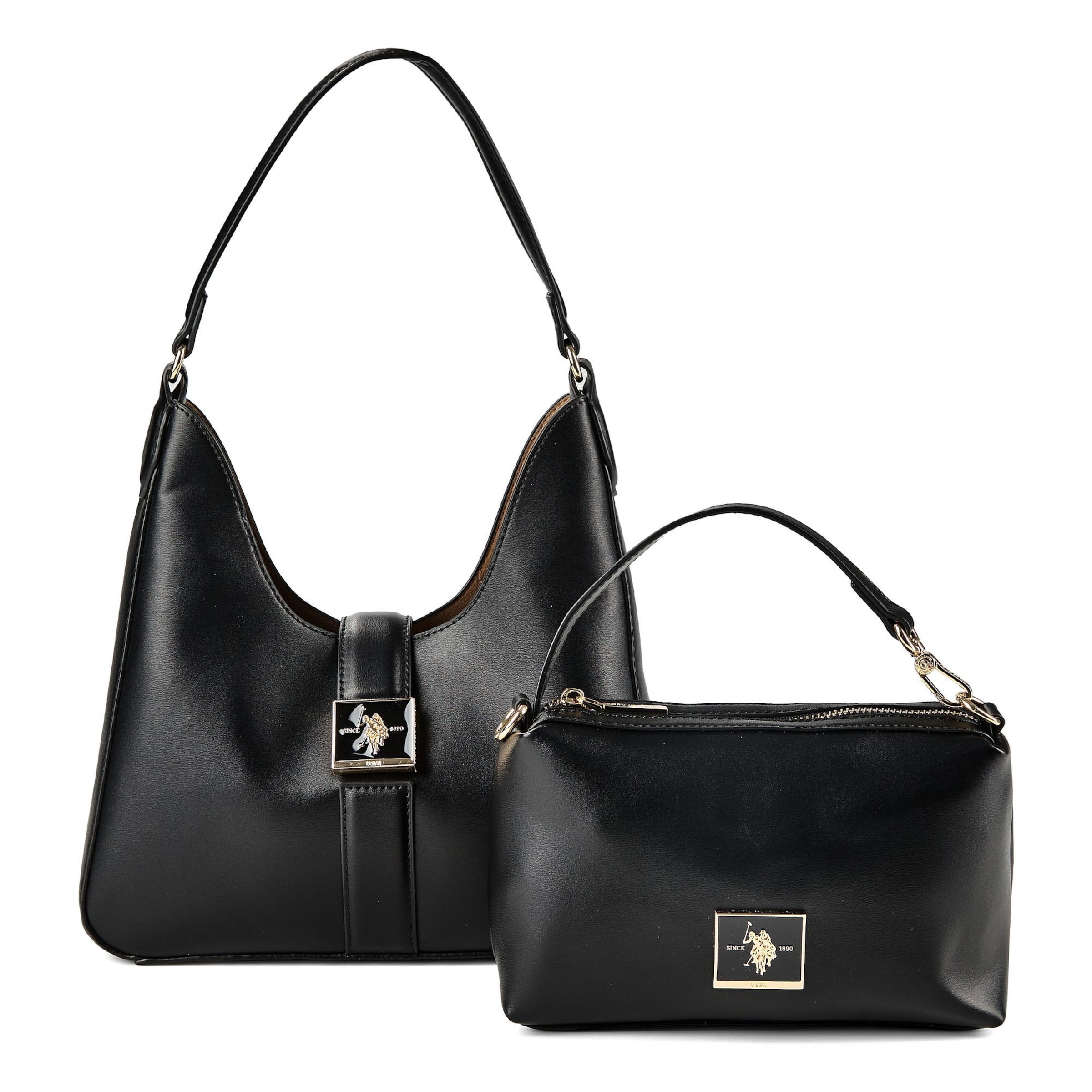 U.S. POLO ASSN. - Bolso de hombro 'Margaret' en negro: frente