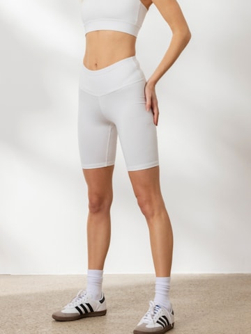 Skinny Leggings 'Biker' Hey Honey en blanc : devant