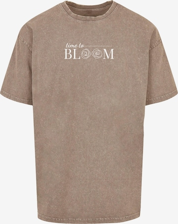 T-Shirt 'Time To Bloom' Merchcode en marron : devant