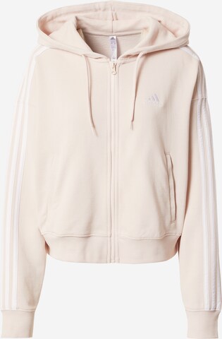 ADIDAS SPORTSWEAR Athletic Zip-Up Hoodie 'Essentials 3-Stripes French Terry ' in Pink: front