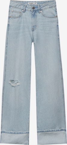 Pull&Bear Wide leg Jeans in Blauw: voorkant