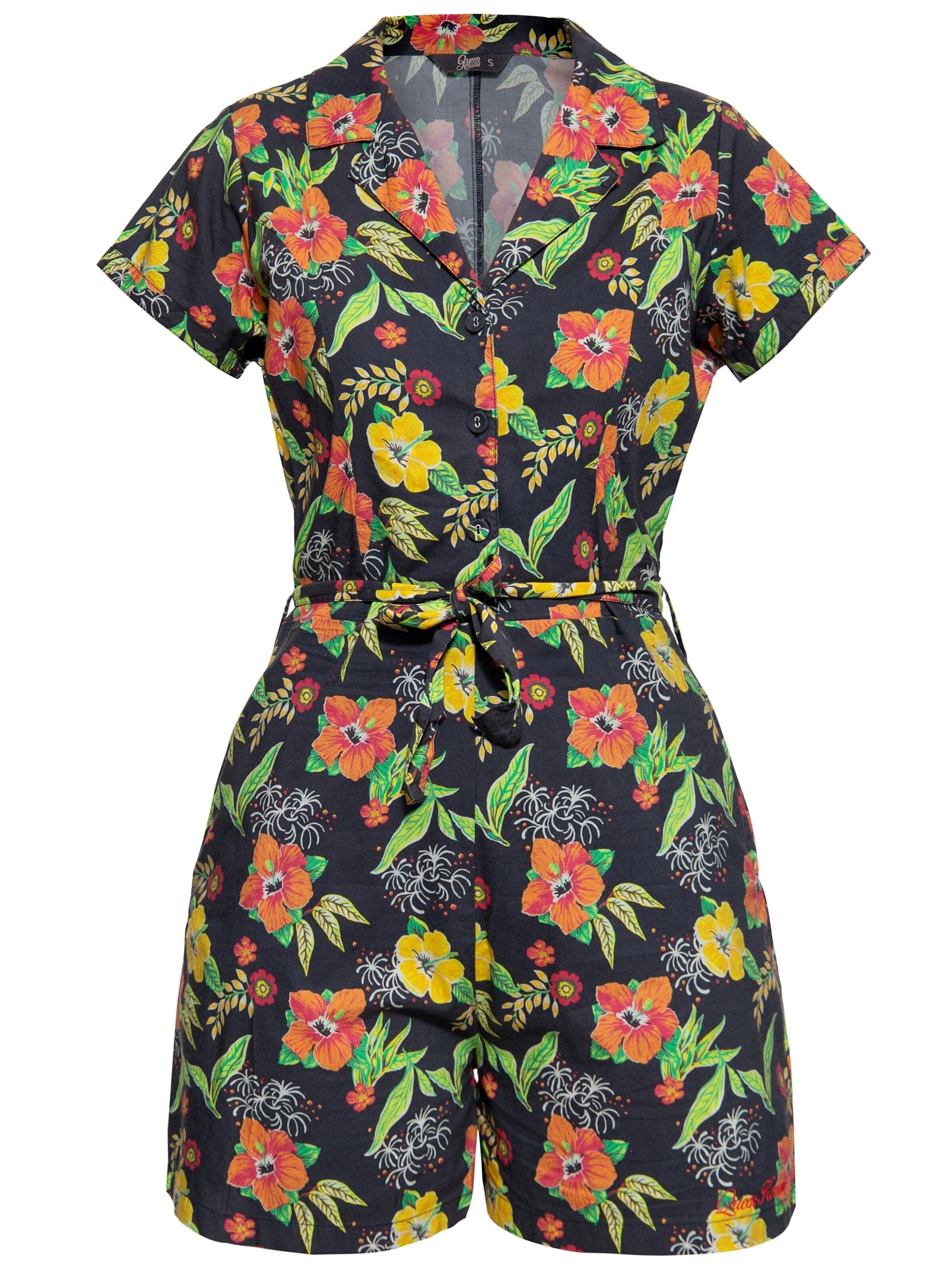Queen Kerosin Jumpsuit 'Hibiscus Black' in L/Regular in Black, Item view