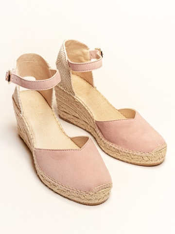 Alhamas Strap sandal 'Alpargata Cuña 7 cm' in Pink