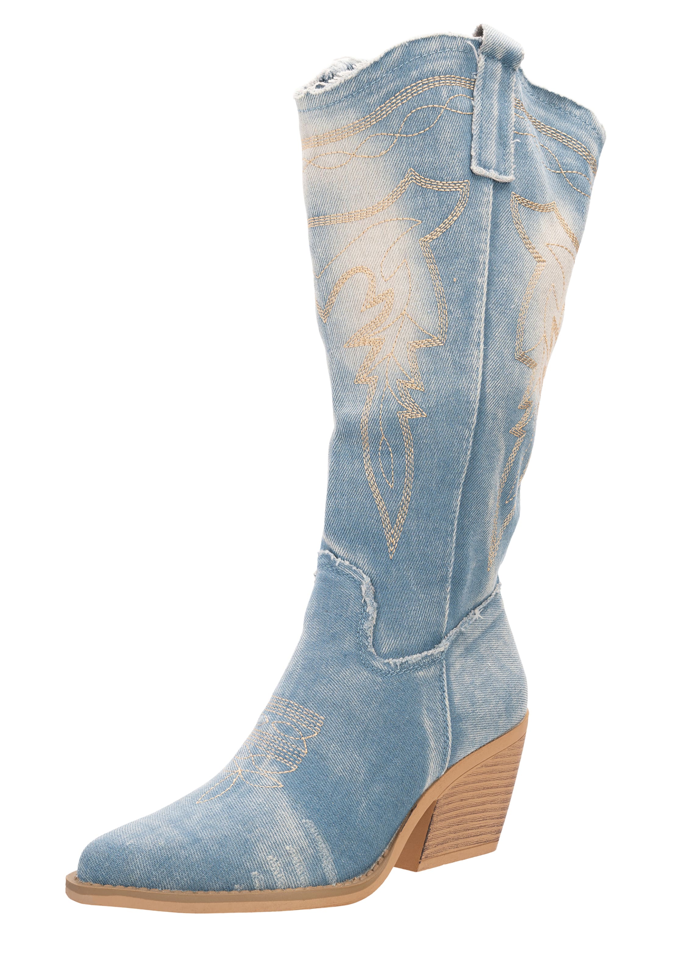 Salinyang Cowboylaarzen in Blauw: voorkant