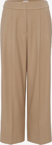 OPUS Wide Leg Bukser med fals 'Mozy' i beige: forside