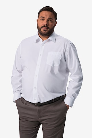 Men Plus Comfort fit Button Up Shirt in White: front