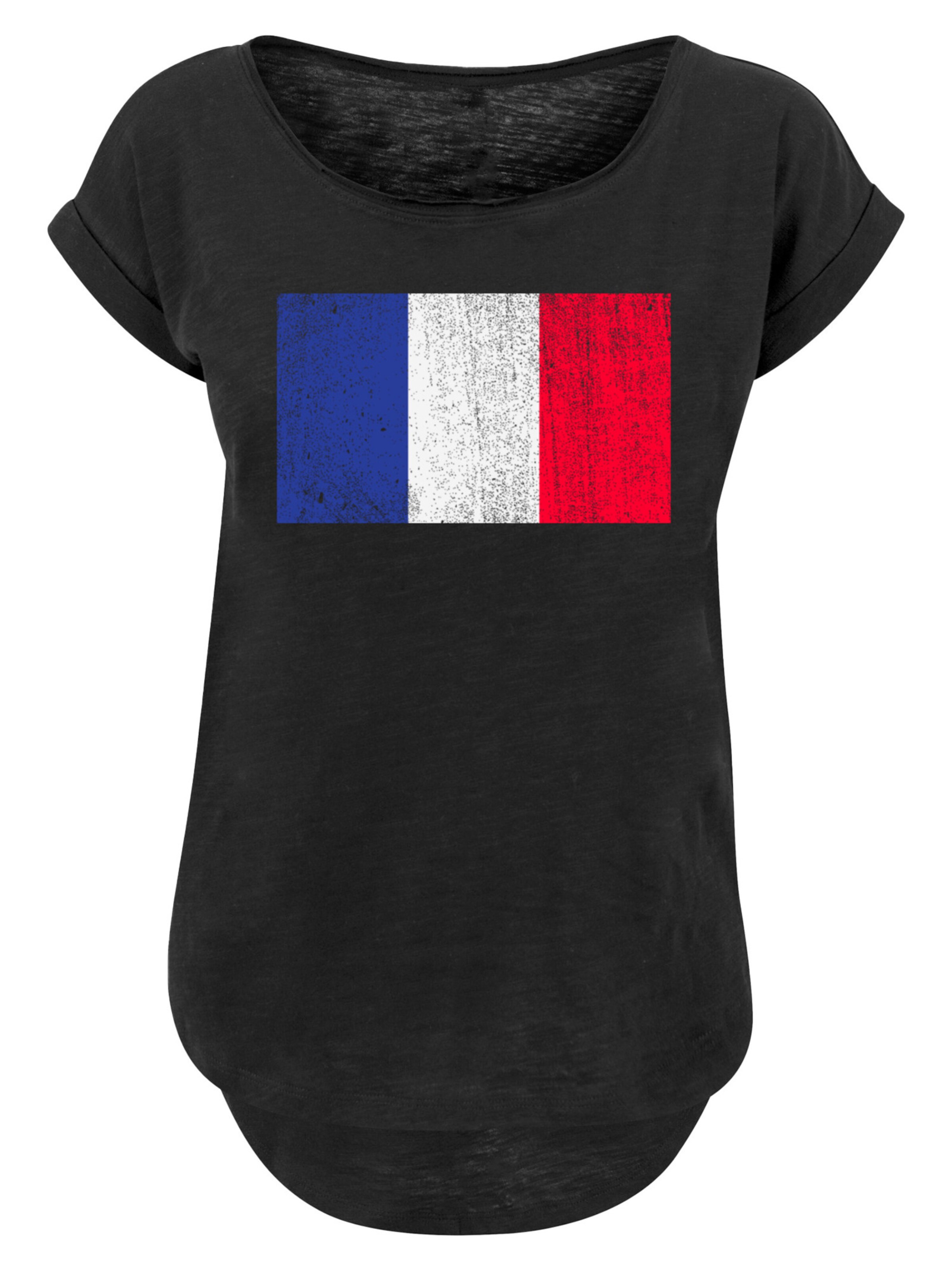 F4NT4STIC Shirt 'France Frankreich Flagge' in Schwarz: Vorderseite