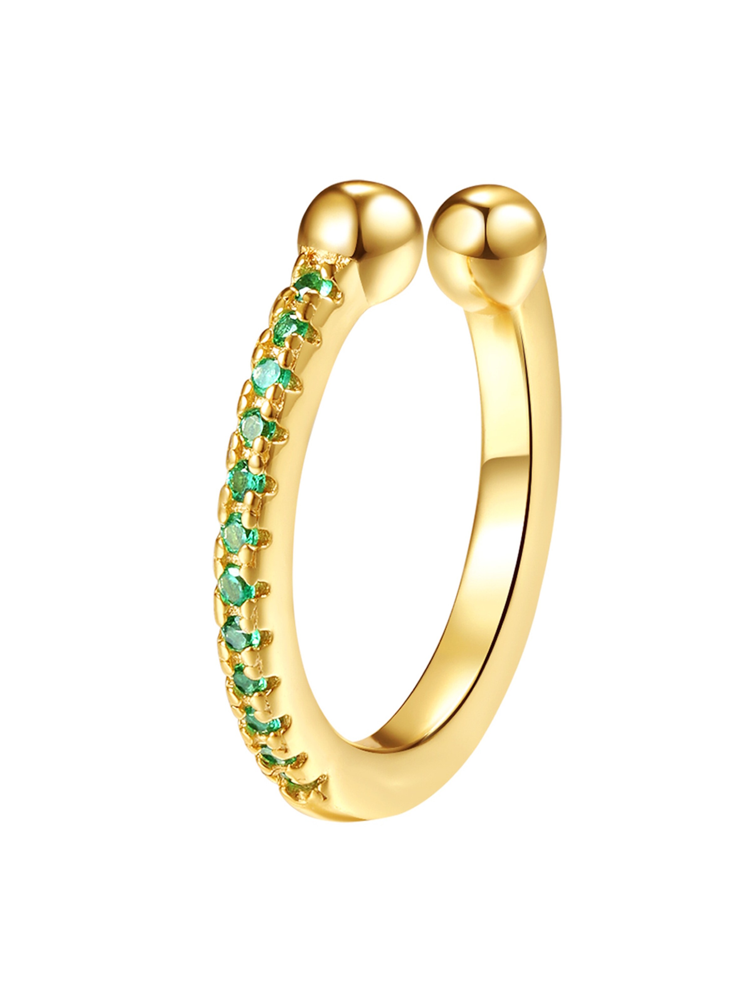 Hey Happiness Ohrringe 'Green Cuff'‌‌ in Gold: Vorderseite