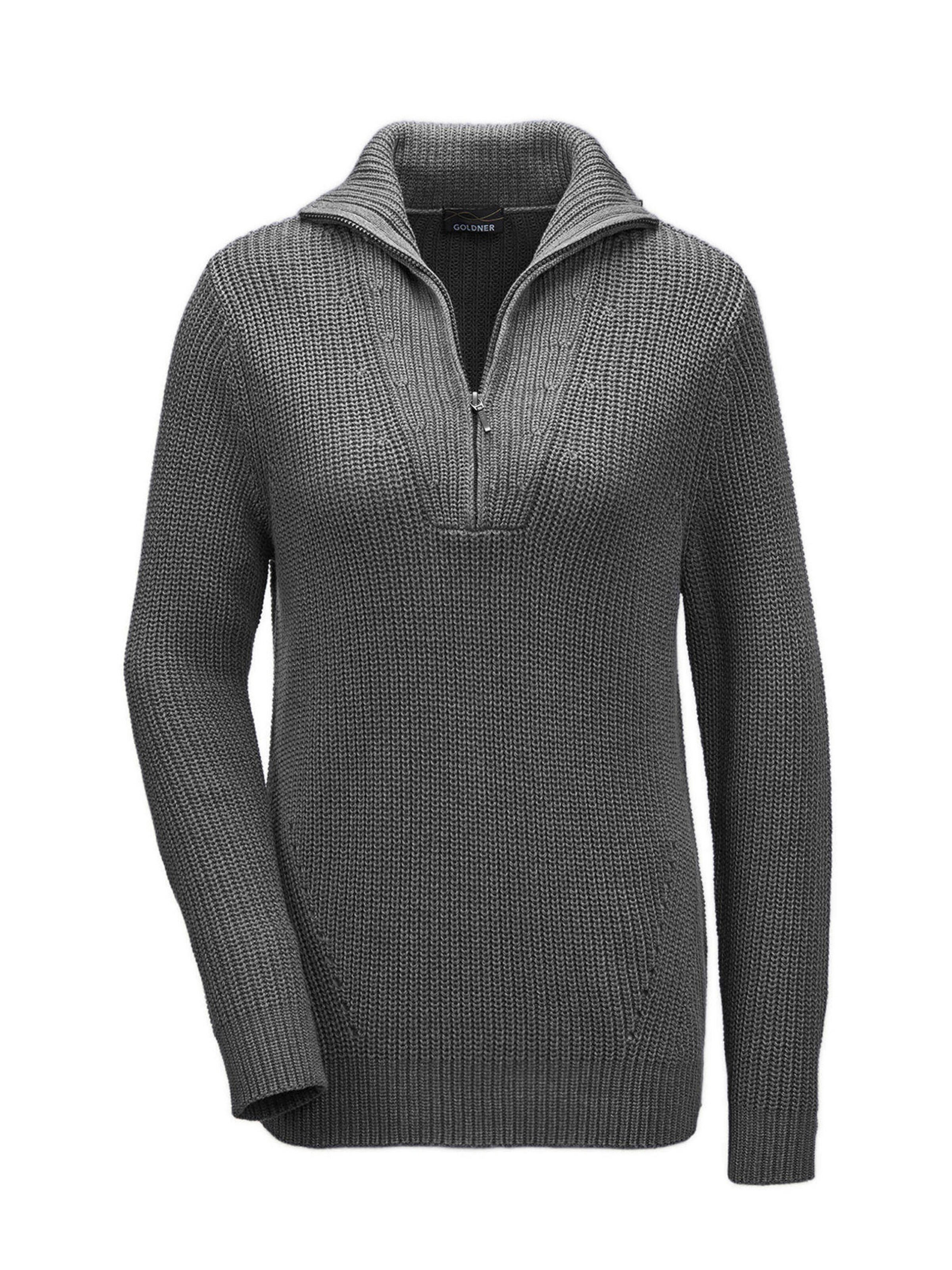 Goldner Pullover in Grau: Vorderseite