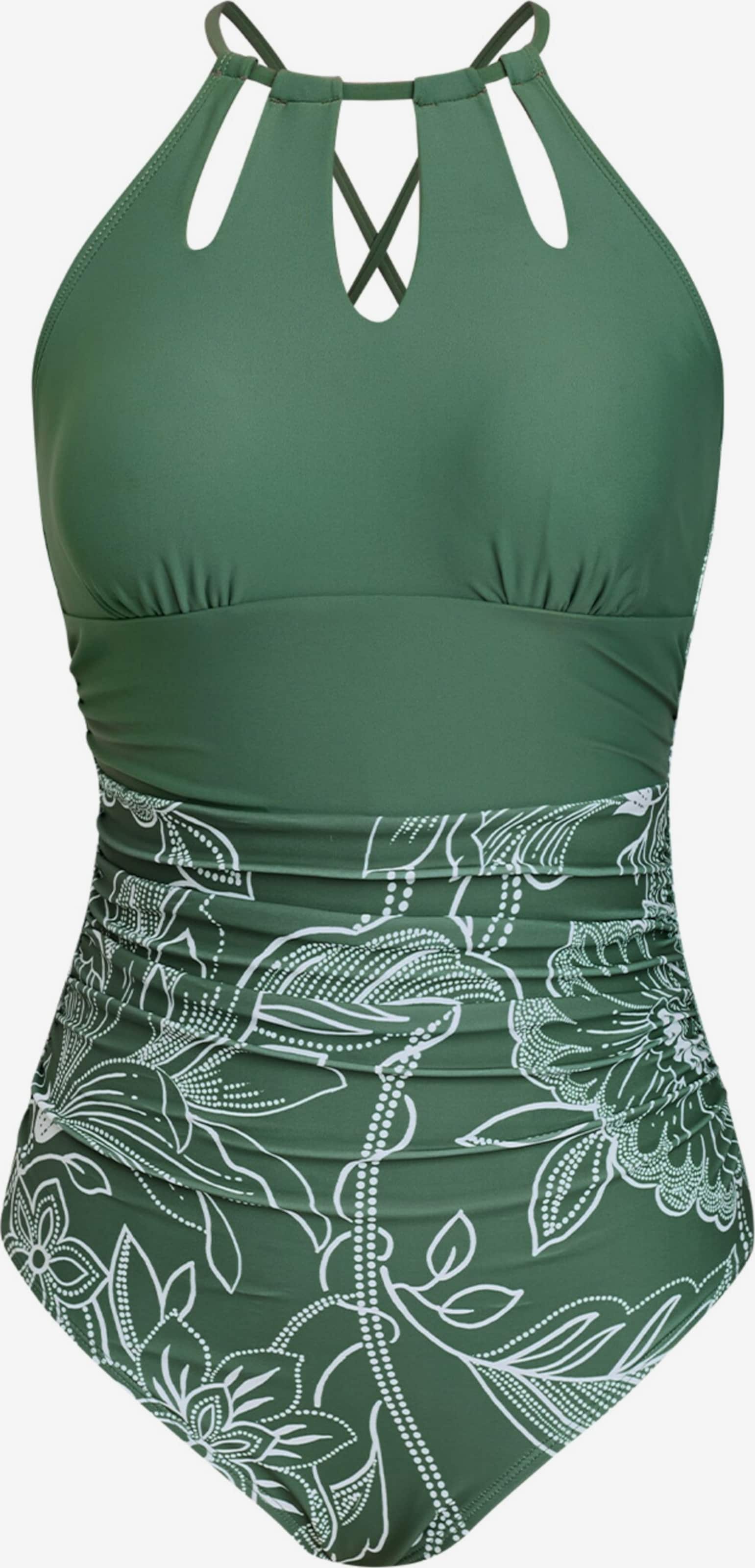 Cupshe Halter Neck Swimsuit Tummy Control Tropical Shirred Halterneck Tummy Control One-Piece