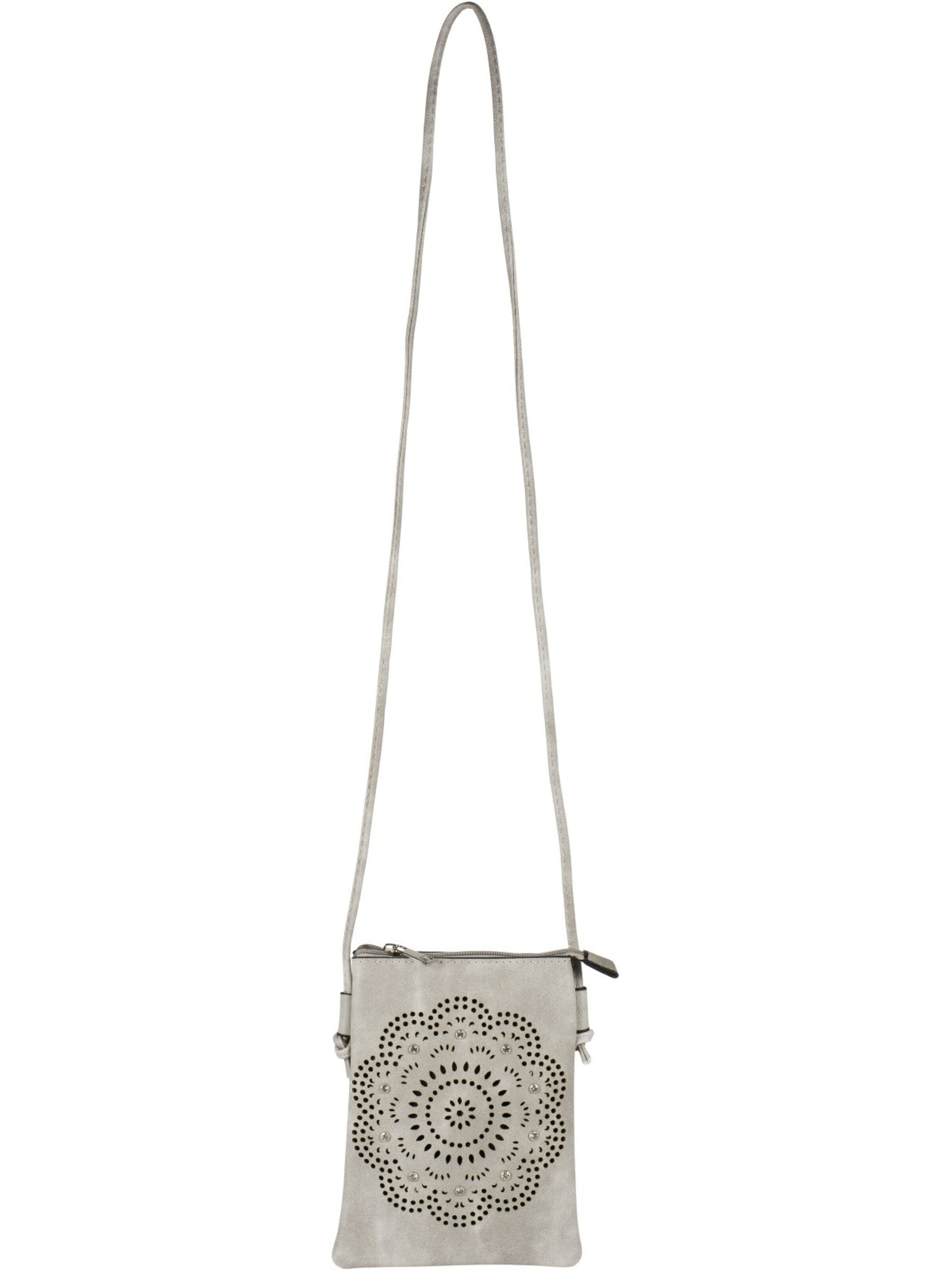 styleBREAKER Umhängetasche 'Mini Umhängetasche Blumen Cutout und Strass'‌‌‌‌‌‌‌ in Grau