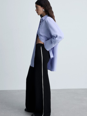 MANGO Wide leg Broek 'Comu' in Zwart