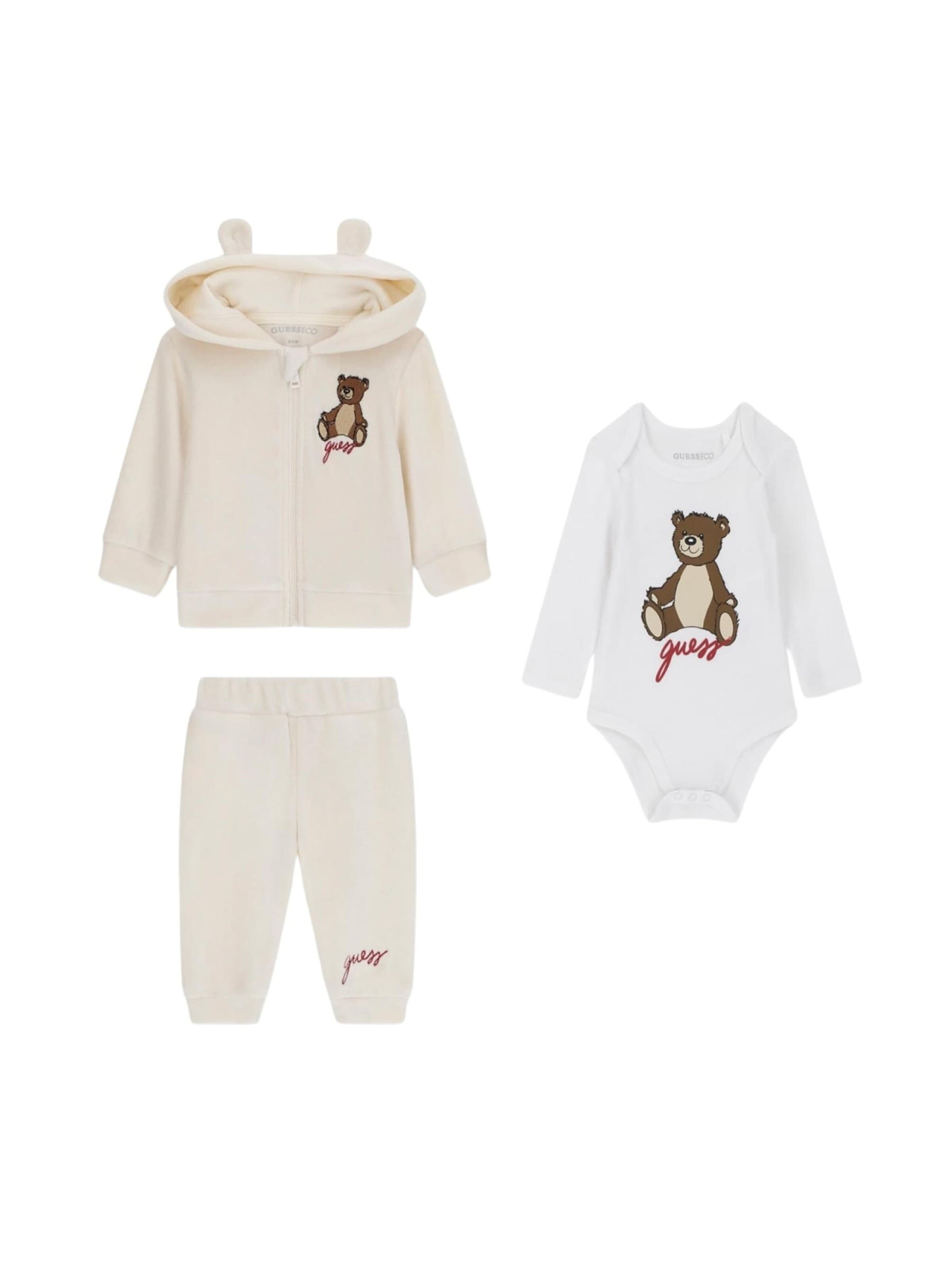 GUESS KIDS Set 'GUESS KIDS SET HOODED LS ACTIVE TOP W/ZIP Completo' in White: front