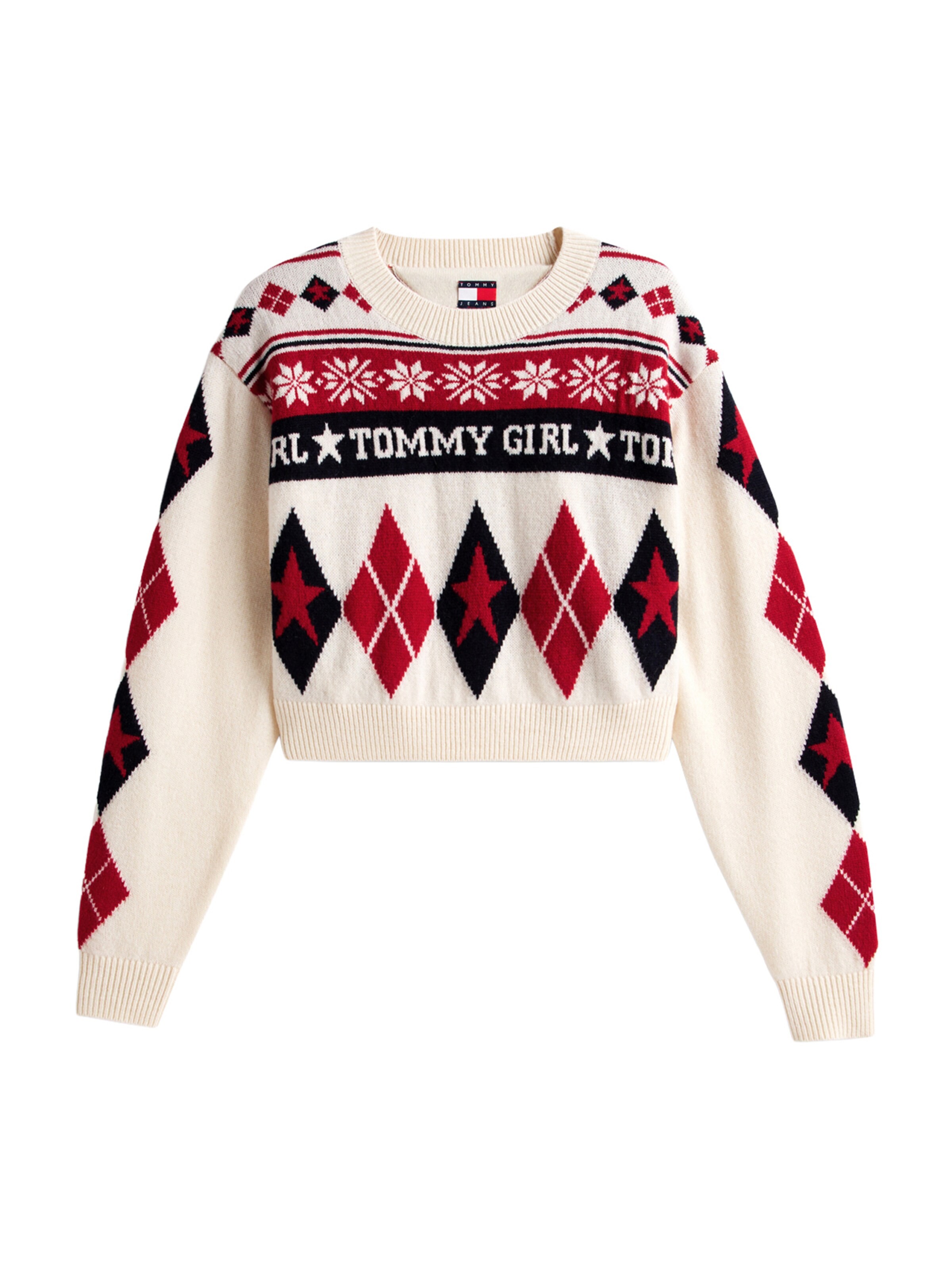 Tommy Jeans Πουλόβερ 'FAIR ISLE' σε μπεζ: μπροστά