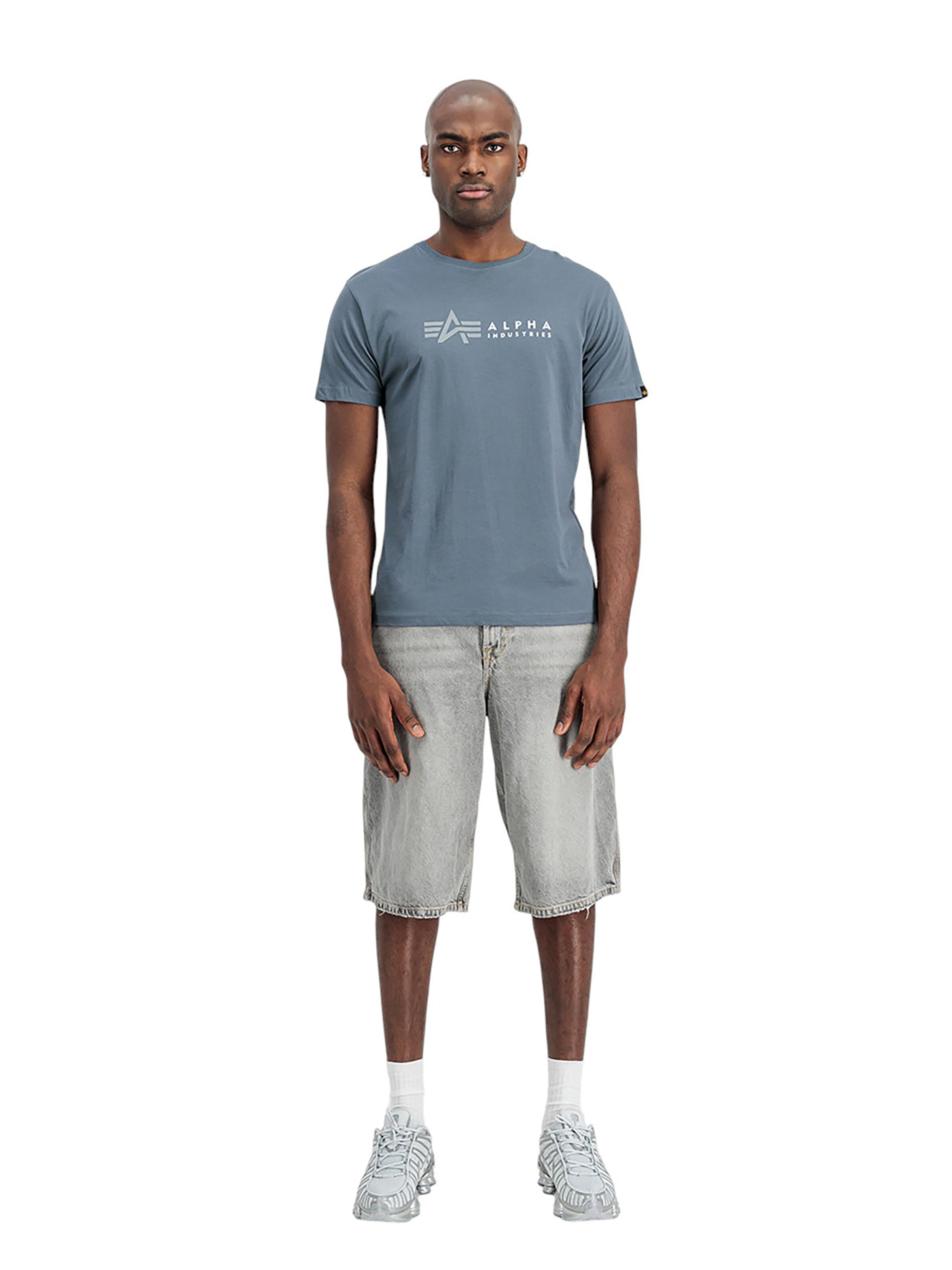 ALPHA INDUSTRIES Shirt 'Label'‌‌‌‌‌‌‌‌‌‌ in Blau