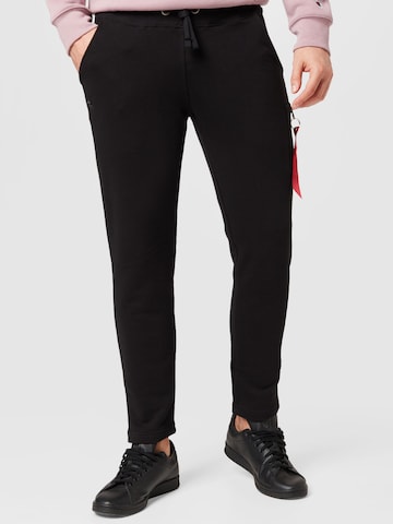 ALPHA INDUSTRIES Tapered Trousers 'X-Fit' in Black: front