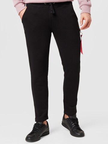 ALPHA INDUSTRIES Tapered Broek 'X-Fit' in Zwart: voorkant