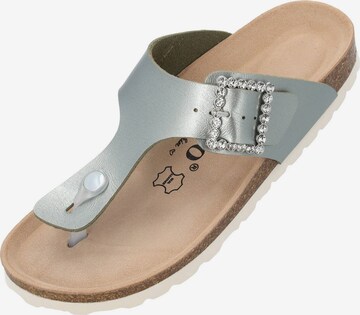 Palado by Sila Sahin T-Bar Sandals 'Kos SQ' in Silver: front