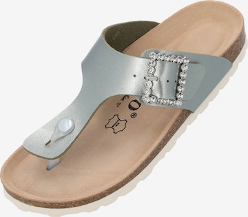 Palado by Sila Sahin T-Bar Sandals 'Kos SQ' in Silver: front