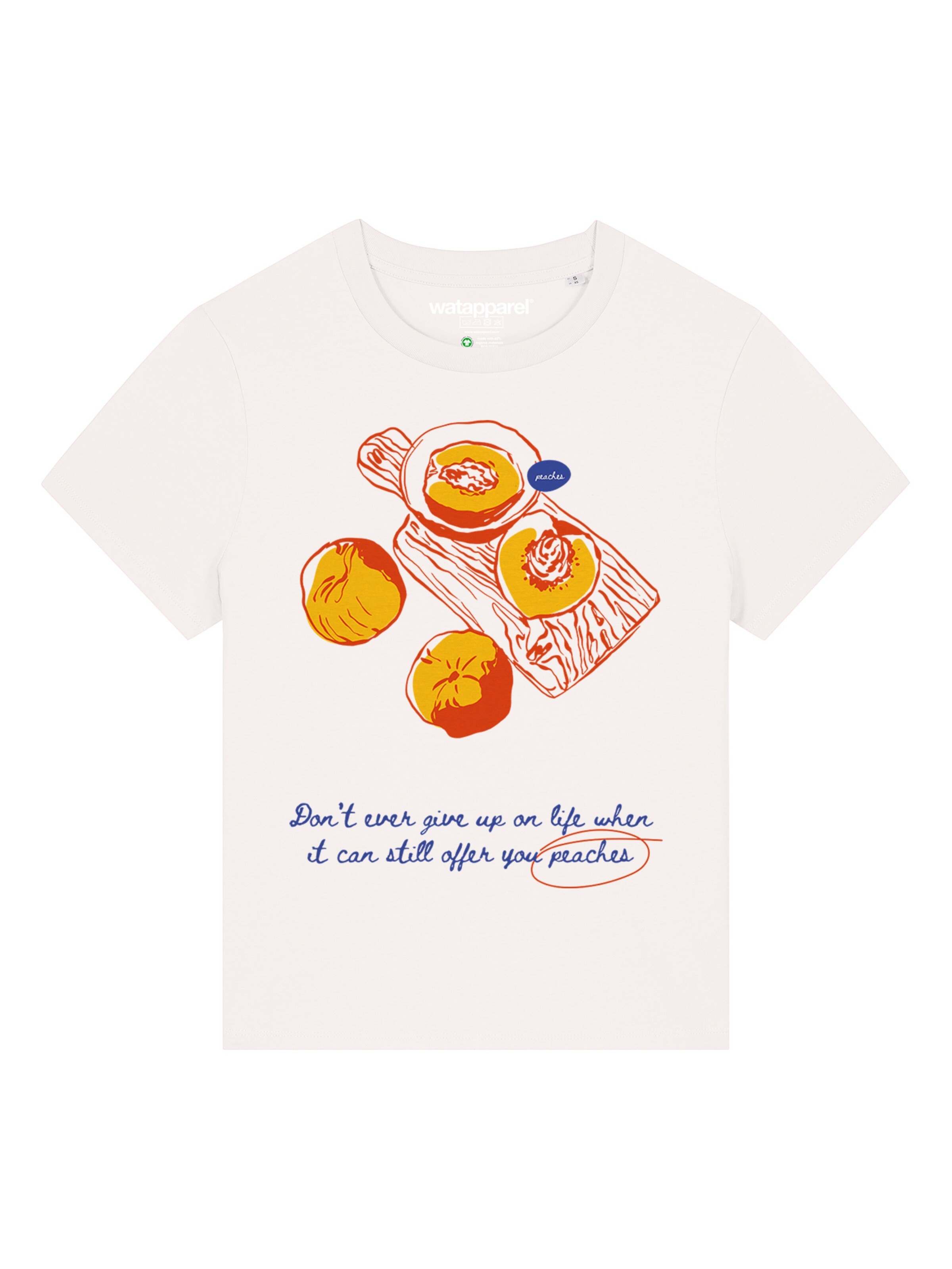 Maglietta 'Peaches' di Watapparel in bianco: frontale