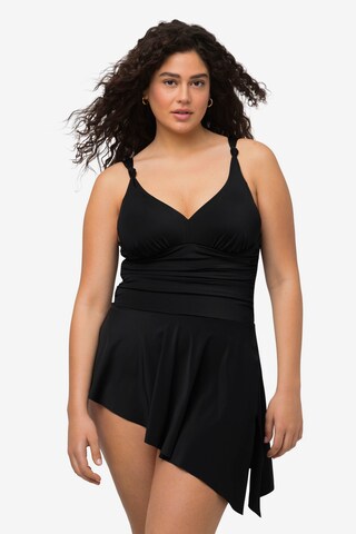 Ulla Popken Bustier Tankini in Zwart: voorkant