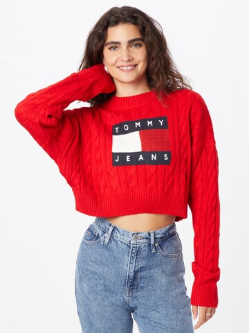 Tommy Jeans Trui in Rood: voorkant