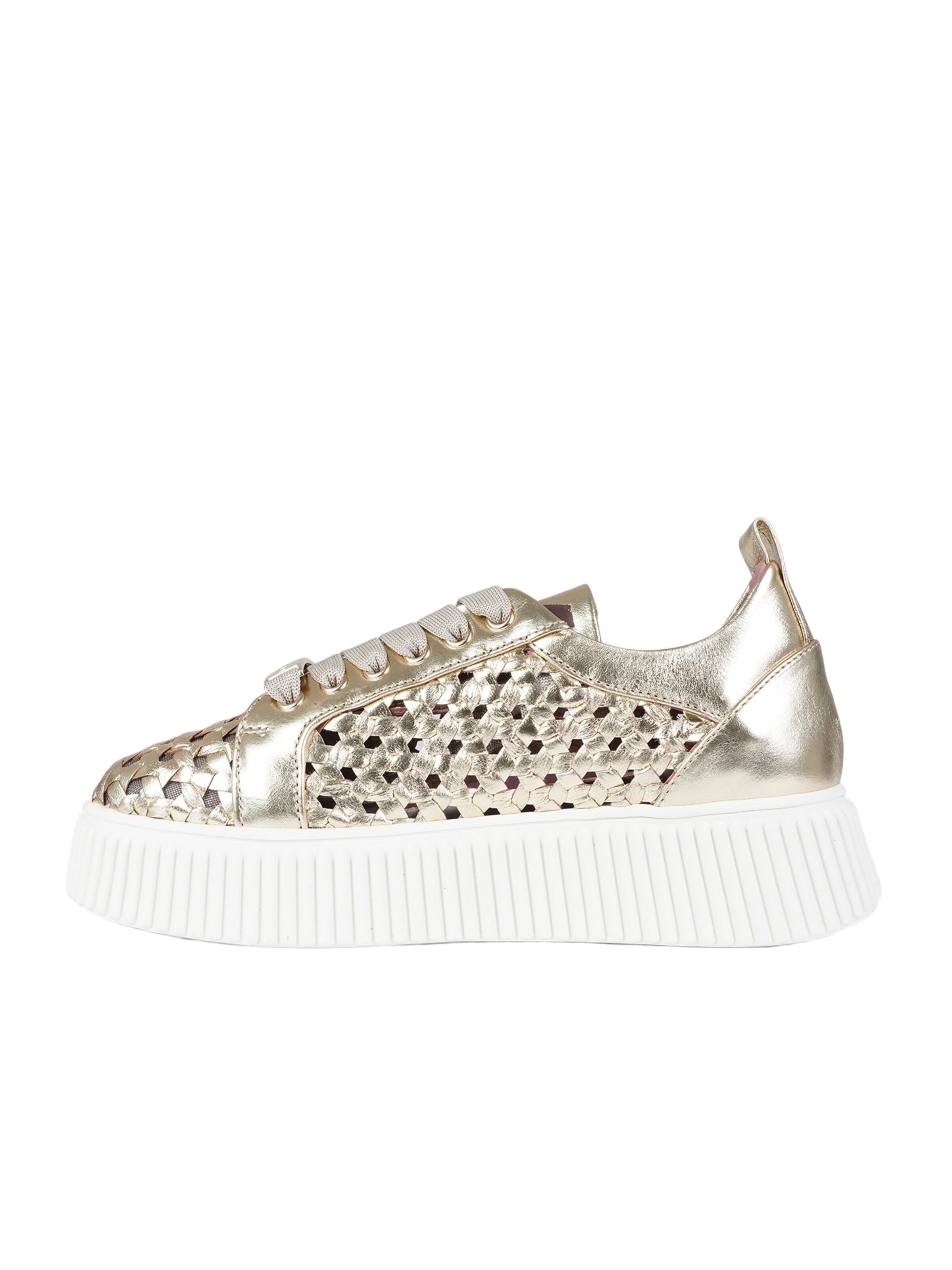 Baskets basses Lorenzo Mari en or : devant