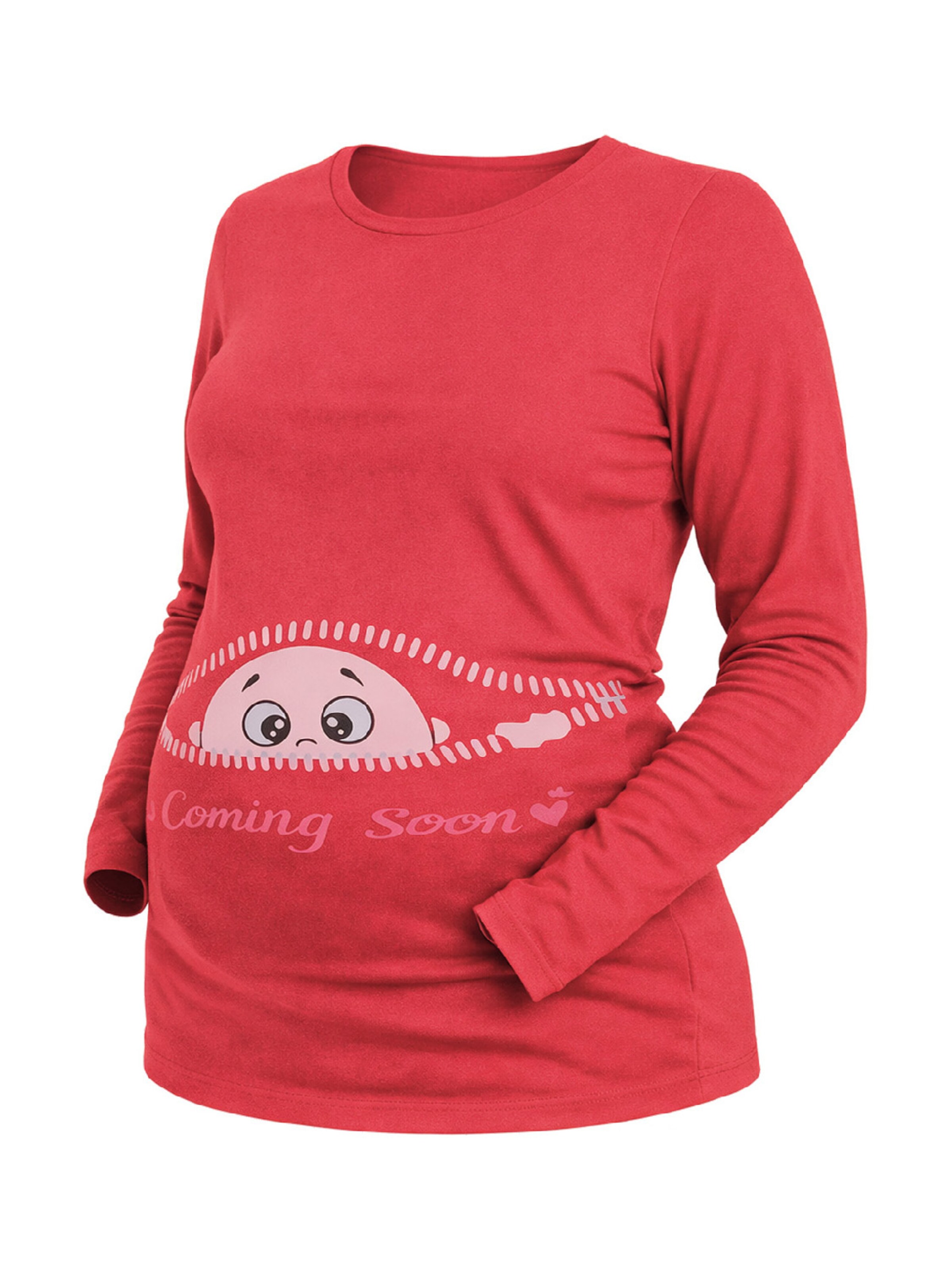 M.M.C. Shirt 'Coming Soon Umstandslangarmshirt' in Pink: front