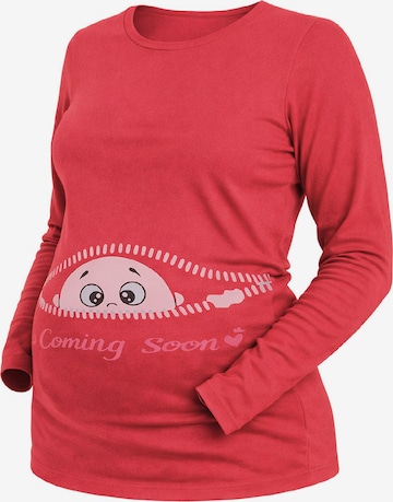 M.M.C. Shirt 'Coming Soon Umstandslangarmshirt' in Pink: front