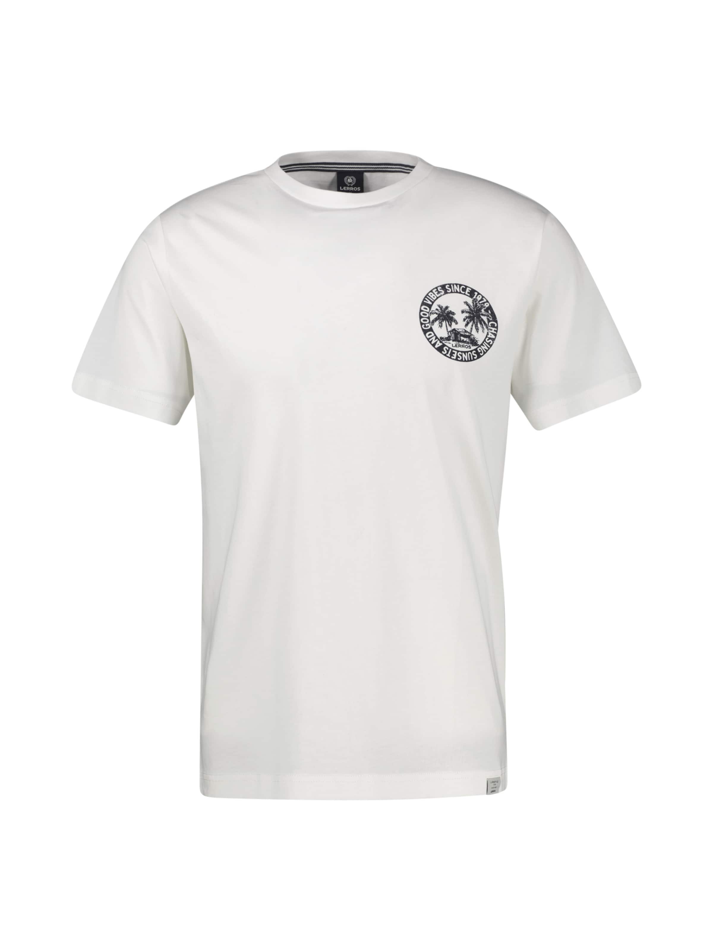 LERROS Lässiges, unifarbenes T-Shirt aus reiner Baumwolle mit Print in Weiß: Vorderseite