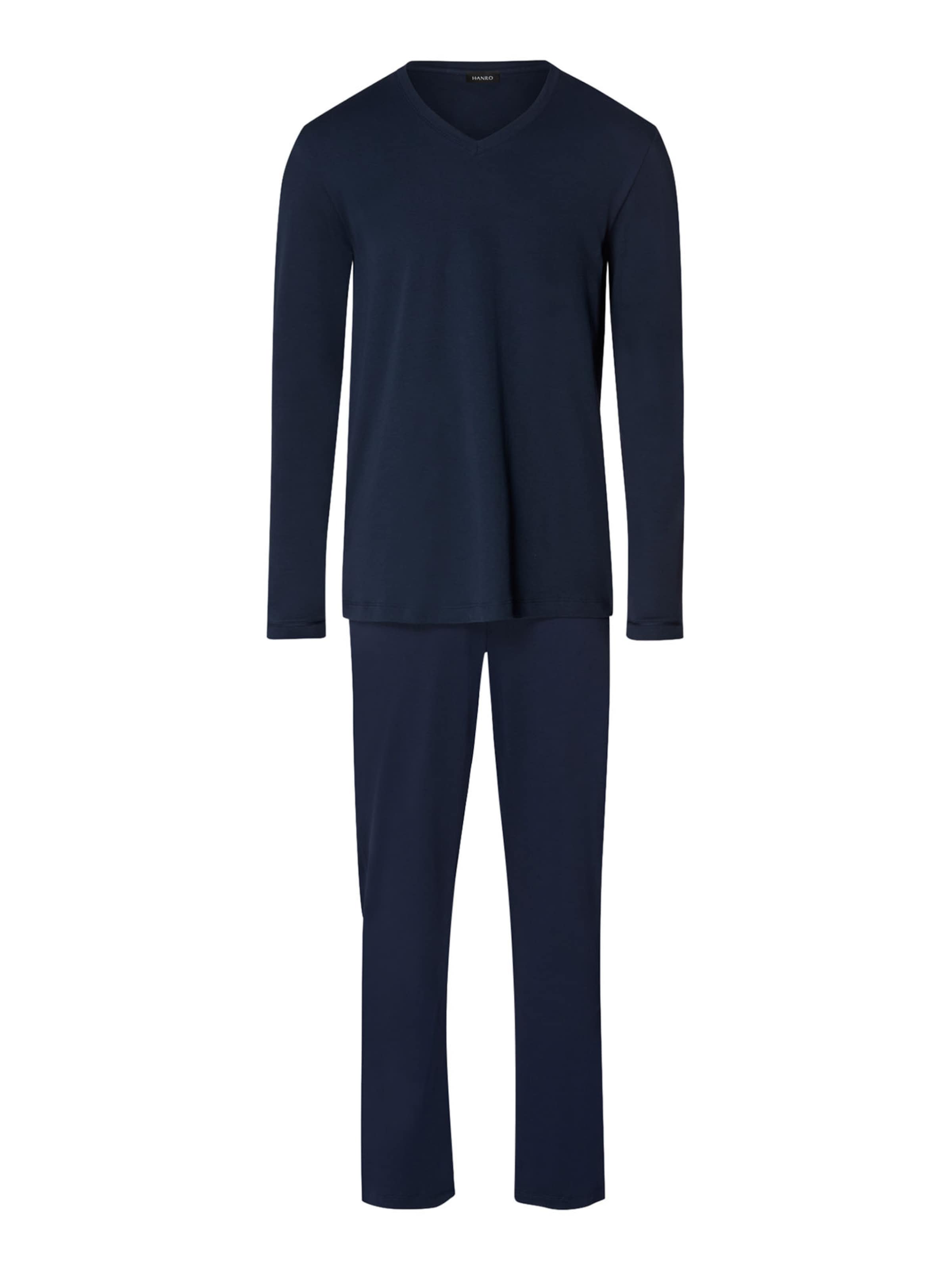 Hanro Pajamas long ' Night & Day ' in Blue: front