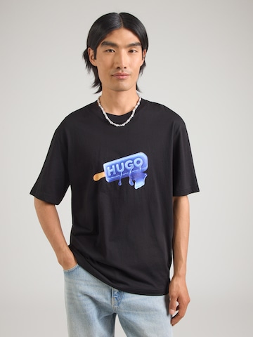 HUGO Shirt 'Noglasy' in Zwart: voorkant