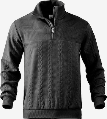 KoJooin Sweater 'Herren Pullover mit 1/4-Reißverschluss und Kabelstrick – Langarm, Stehkragen, Reguläre Passform' in Black: front