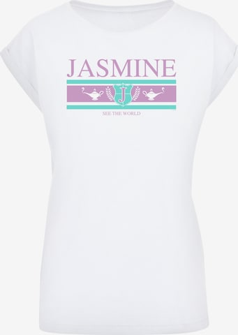 F4NT4STIC Shirt 'Disney Jasmine See The World' in Wit: voorkant