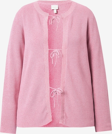 Ulla Popken Gebreid vest in Roze: voorkant