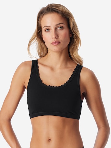 uncover by SCHIESSER Bustier BH ' Cotton Lace ' in Zwart: voorkant