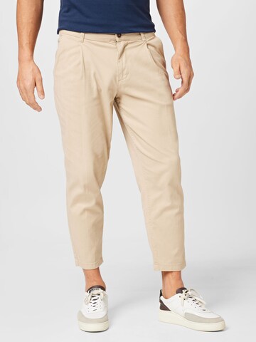 JACK & JONES regular Bukser med lægfolder 'Bill Rico' i beige: forside