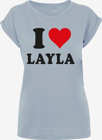 Merchcode Shirt 'I Love Layla' in Blauw: voorkant