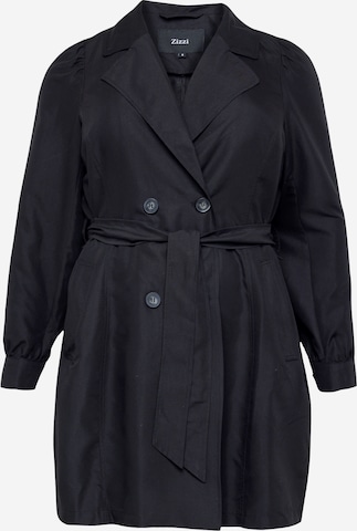 Zizzi Between-Seasons Coat 'SAGA' in Black: front