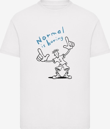 F4NT4STIC Shirt 'Fido Dido Points Normal Is Boring' in White: front