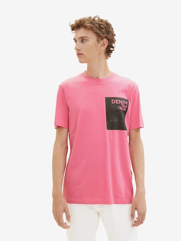 T-Shirt TOM TAILOR DENIM en rose : devant