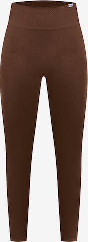 Smilodox Skinny Workout Pants 'Amaze Scrunch' in Brown: front