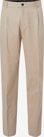 Calvin Klein Regular Pleat-Front Pants in Beige: front